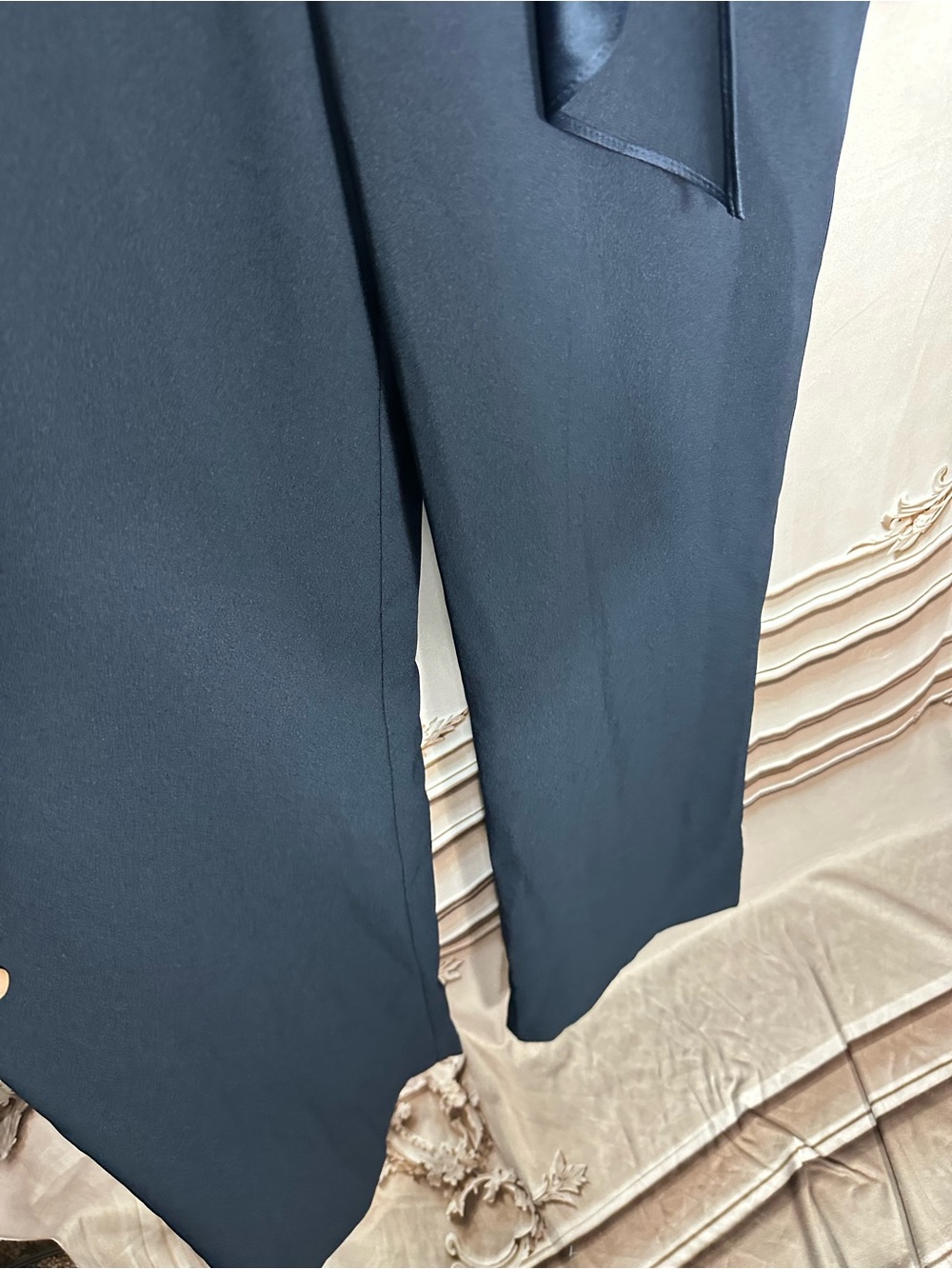 Adrianna Papell Navy Wrap-Front Wide-Leg Jumpsuit - Picture 14 of 16